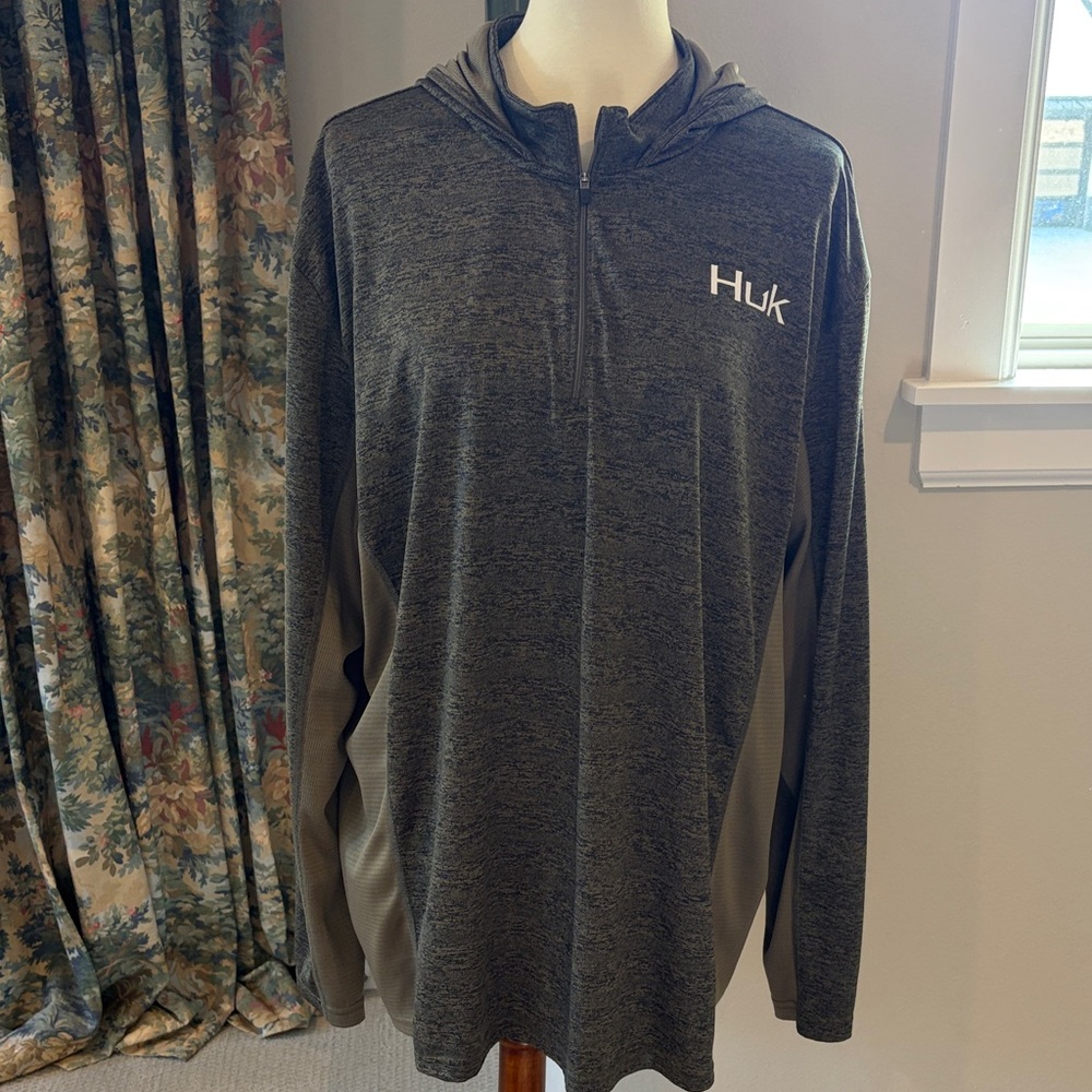 Huk Men's Olive Green Half Zip Hoodie
